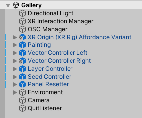 Unity hierarchy for this project.
